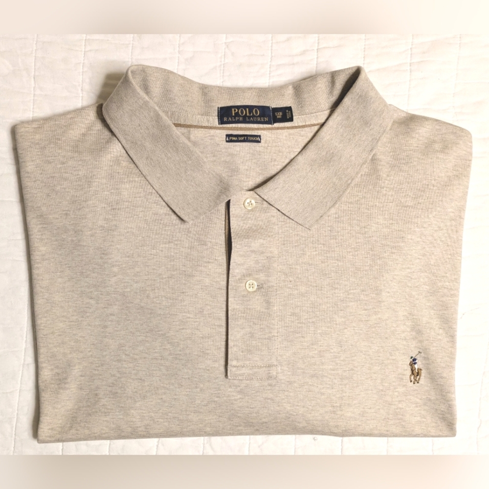Ralph Lauren Polo, Big&Tall size 5XB, color is heathered tan brown